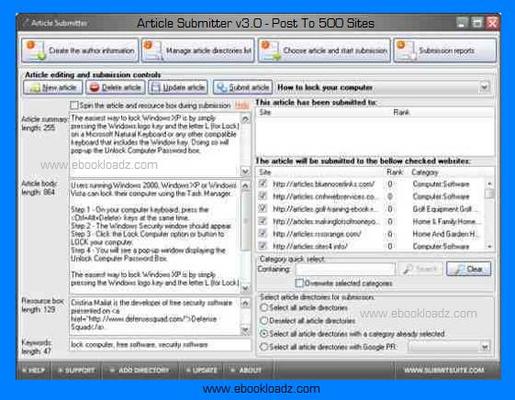 Product picture Article Submitter v3.0 - Post To 500 Sites 